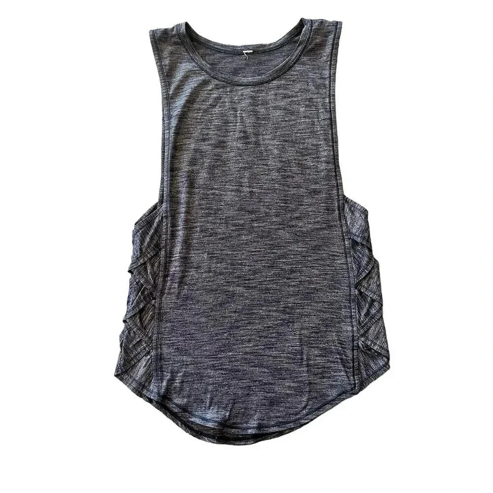Lululemon Women's‎ Bluish Gray Muscle Tank Top Size M Criss-Cross Detail